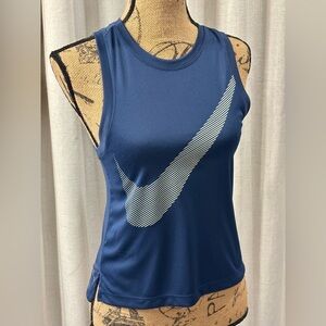 Womens Nike City Core Dry Racerback Navy Blue Dri-Fit Training Tank Shirt